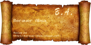 Berauer Absa névjegykártya